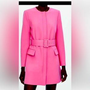 Zara long belted pink blazer.Size small.